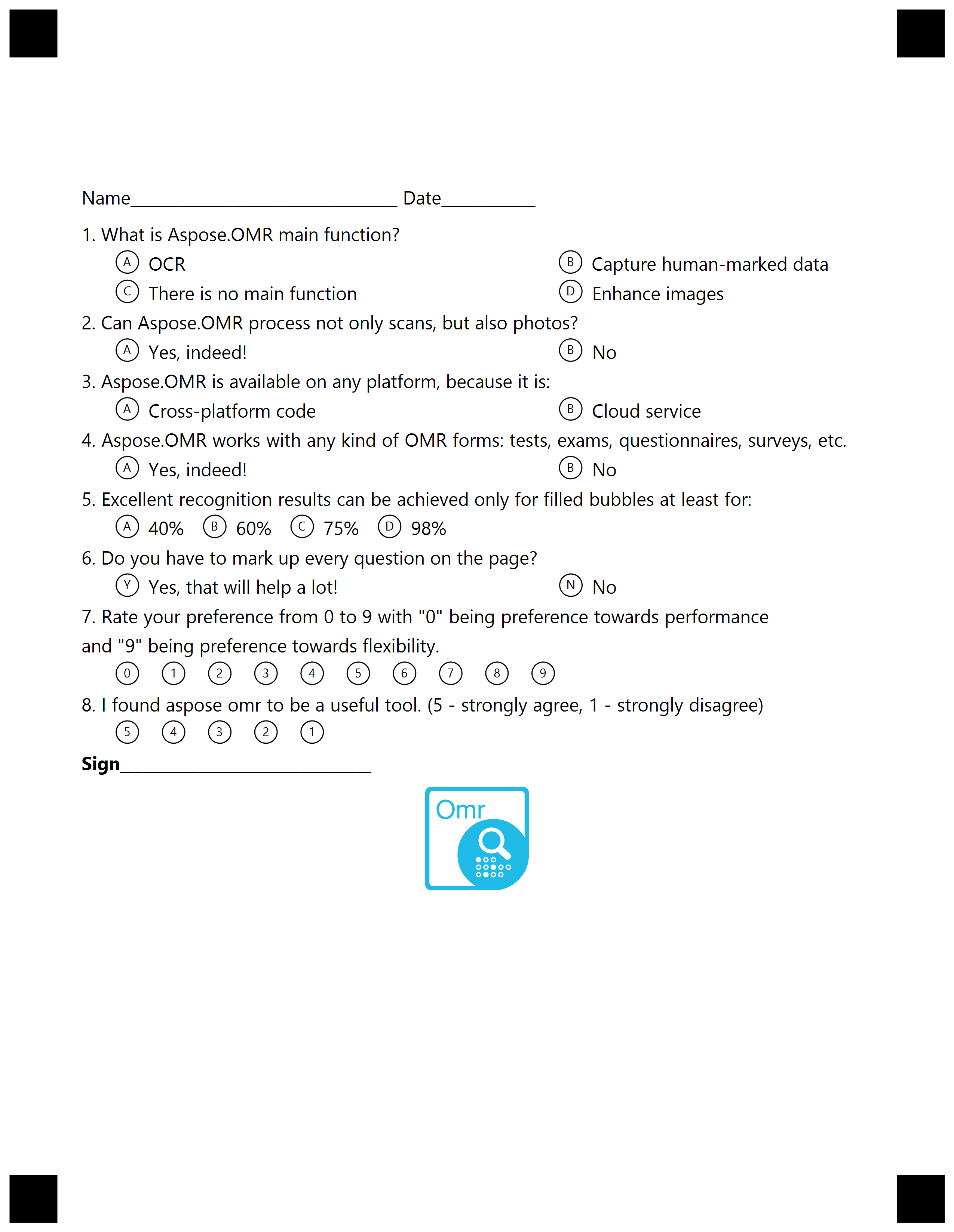 Aspose Survey form example